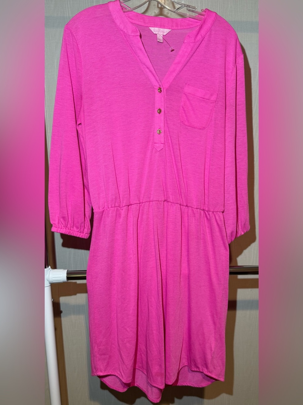Lilly Pulitzer Hot Pink Henley Midi Dress
